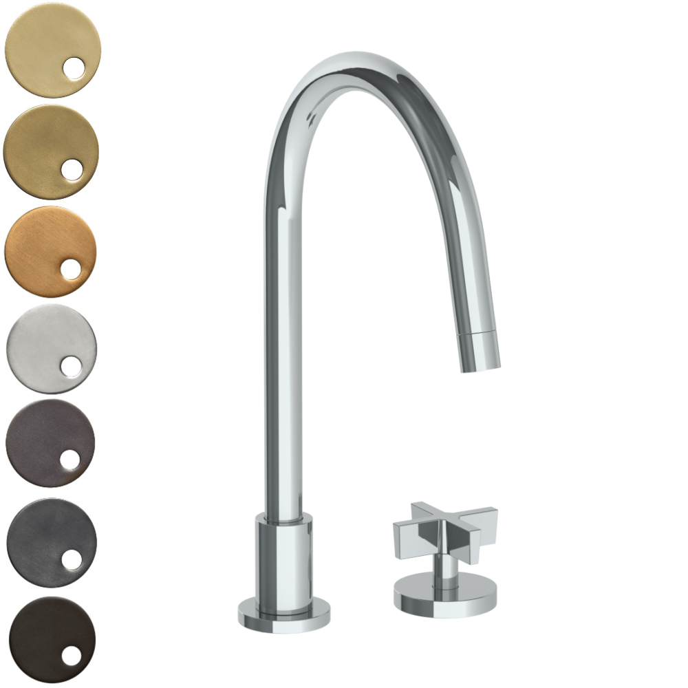 The Watermark Collection Kitchen Taps Polished Chrome The Watermark Collection London 2 Hole Kitchen Set with Swan Spout | Cross Handle