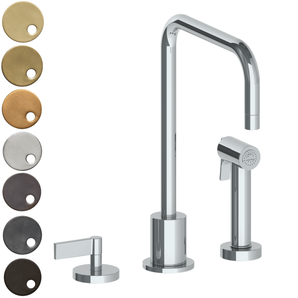 The Watermark Collection Kitchen Taps Polished Chrome The Watermark Collection London 2 Hole Kitchen Set with Square Spout & Seperate Pull Out Rinse Spray | Lever Handle