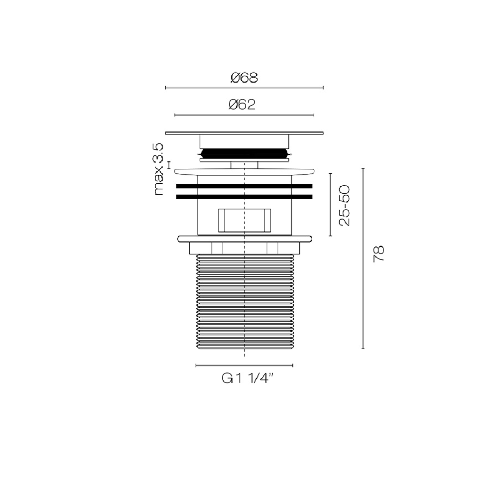 Plumbline Bathroom Accessories Solid Surface Pop Up Basin Waste 32mm with Overflow