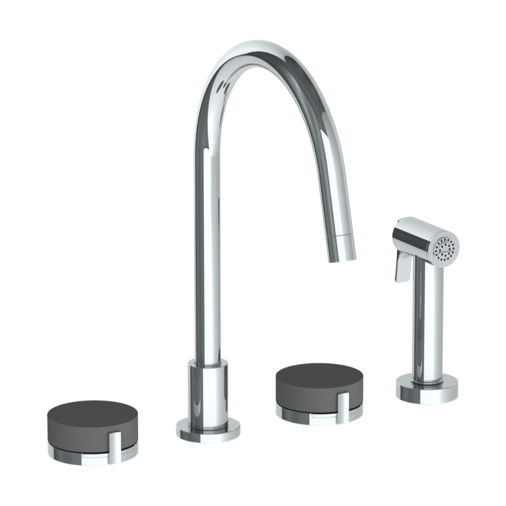 The Watermark Collection Kitchen Tap The Watermark Collection Elements 3 Hole Kitchen Set with Seperate Pull Out Rinse Spray | Scallop Insert