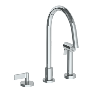 The Watermark Collection Kitchen Taps Polished Chrome The Watermark Collection London 2 Hole Kitchen Set with Swan Spout & Seperate Pull Out Rinse Spray | Lever Handle