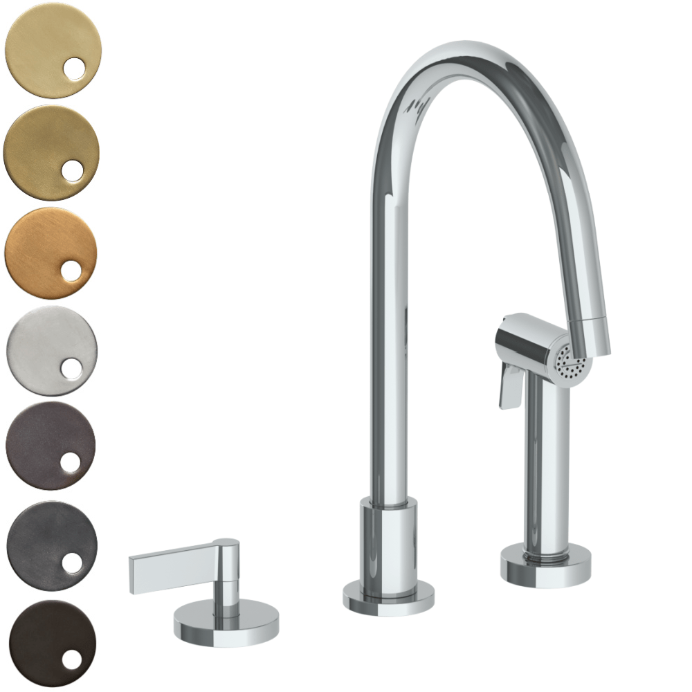 The Watermark Collection Kitchen Taps Polished Chrome The Watermark Collection London 2 Hole Kitchen Set with Swan Spout & Seperate Pull Out Rinse Spray | Lever Handle