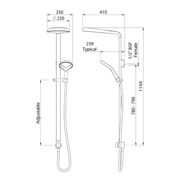 Methven Aurajet Aio Shower System Chrome The Kitchen Hub