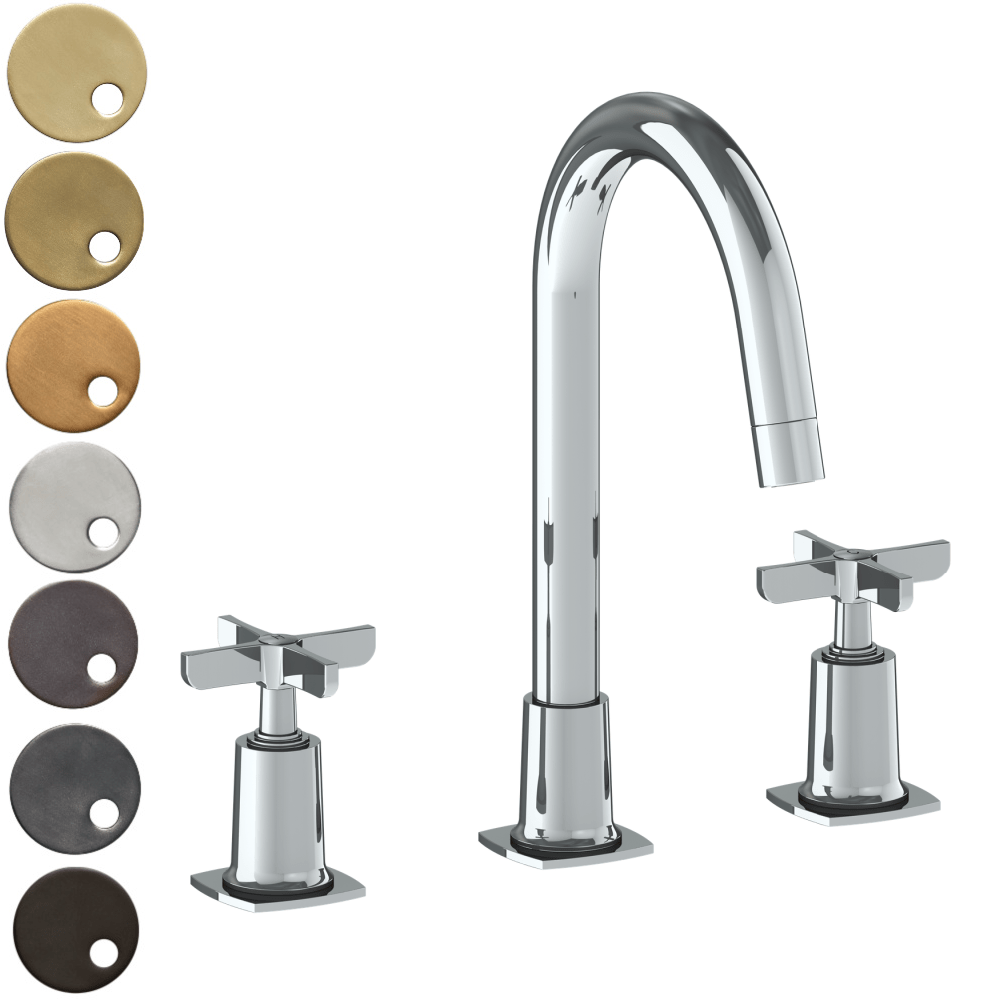The Watermark Collection Basin Taps Polished Chrome The Watermark Collection Highline 3 Hole Basin Set with Smooth Spout | Cross Handle