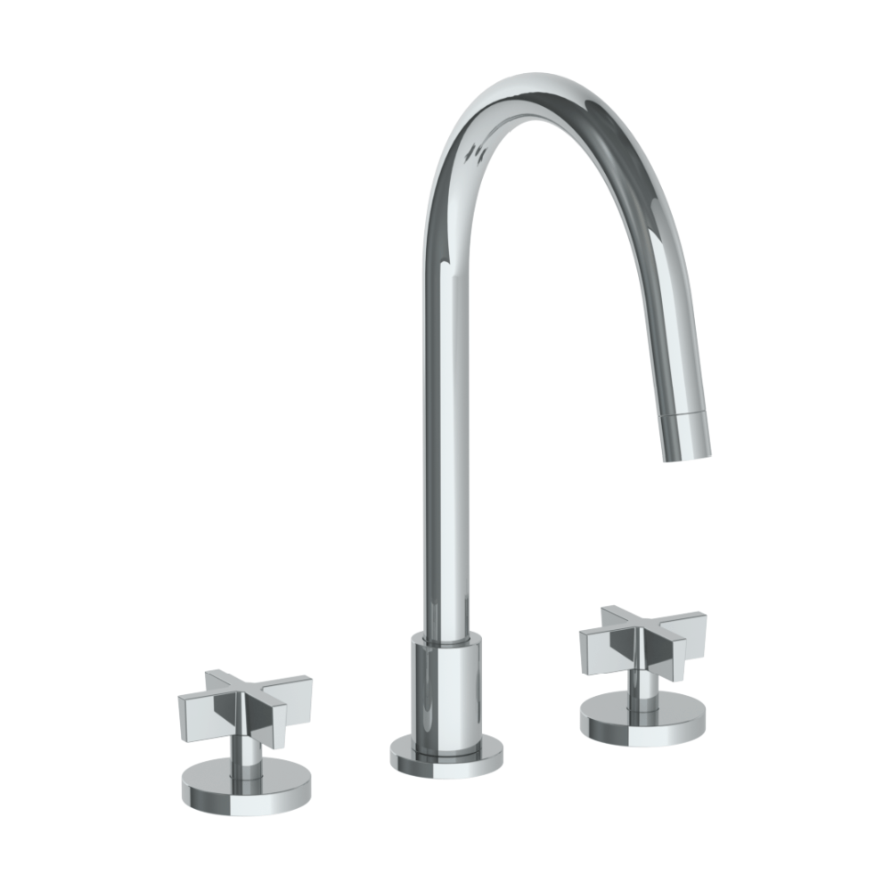 The Watermark Collection Kitchen Taps Polished Chrome The Watermark Collection London 3 Hole Kitchen Set with Swan Spout | Cross Handle