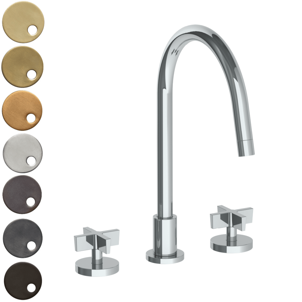 The Watermark Collection Kitchen Taps Polished Chrome The Watermark Collection London 3 Hole Kitchen Set with Swan Spout | Cross Handle