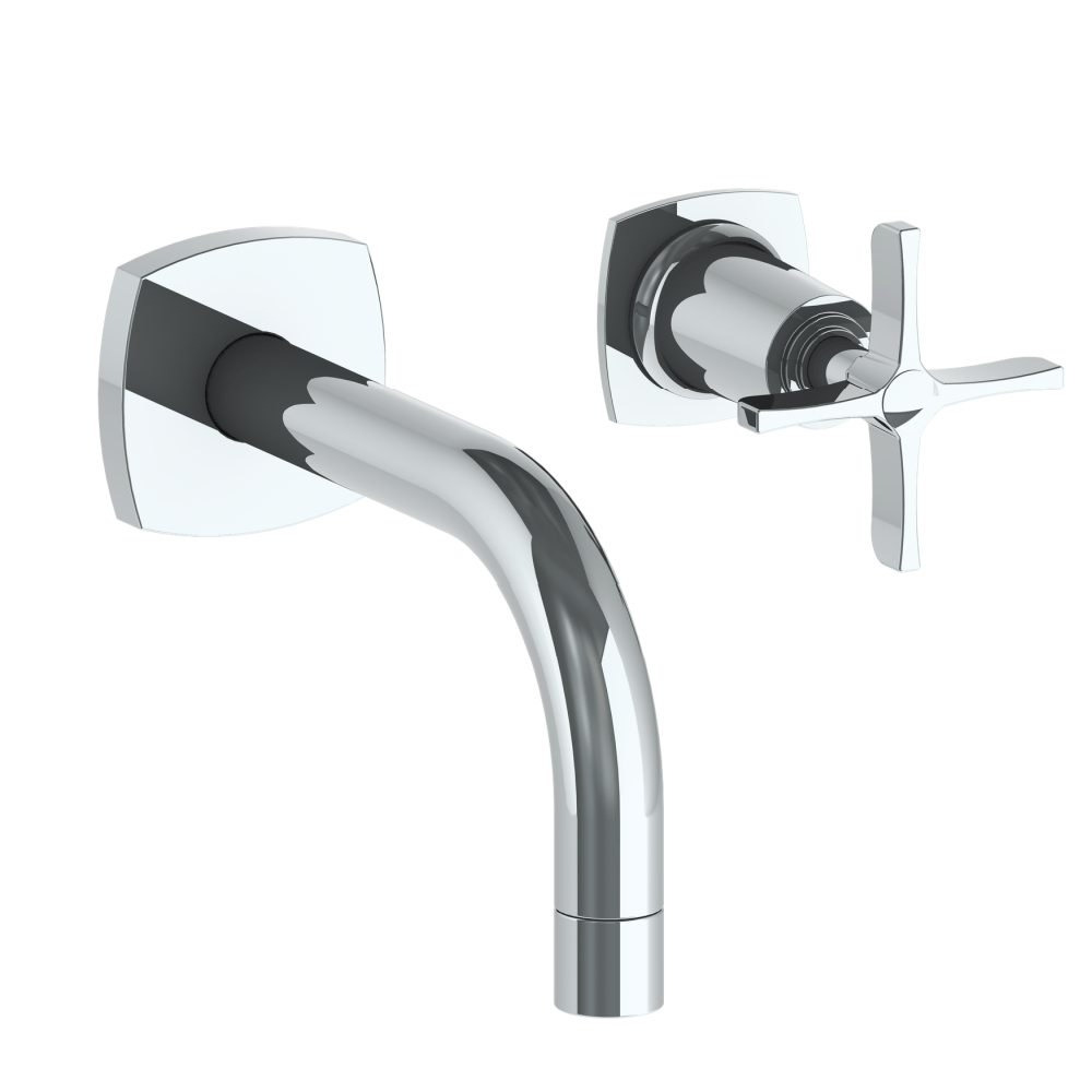 The Watermark Collection Basin Taps Polished Chrome The Watermark Collection Highline Wall Mounted 2 Hole Basin Set with 142mm Smooth Spout | Cross Handle