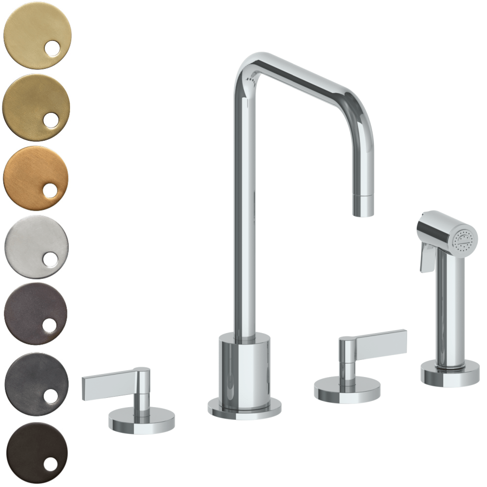 The Watermark Collection Kitchen Taps Polished Chrome The Watermark Collection London 3 Hole Kitchen Set with Square Spout & Seperate Pull Out Rinse Spray | Lever Handle
