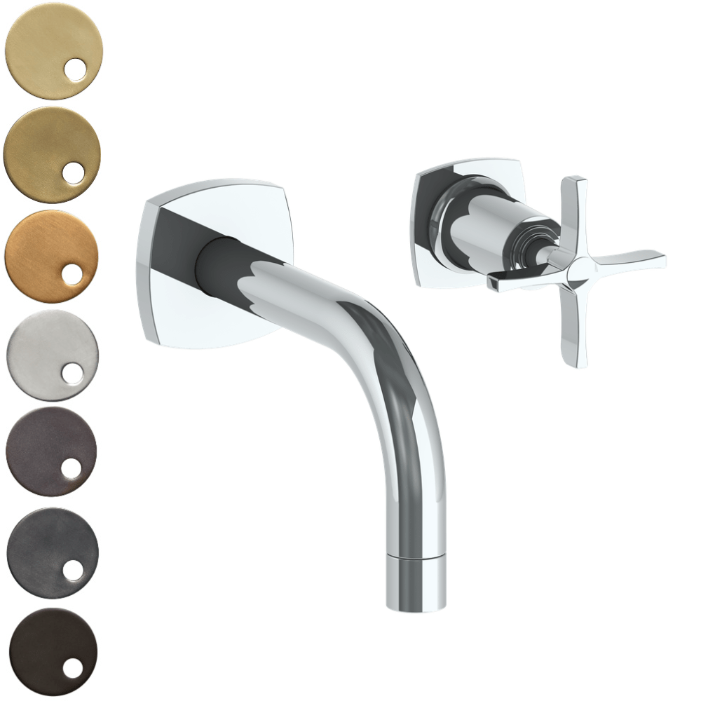 The Watermark Collection Basin Taps Polished Chrome The Watermark Collection Highline Wall Mounted 2 Hole Basin Set with 142mm Smooth Spout | Cross Handle