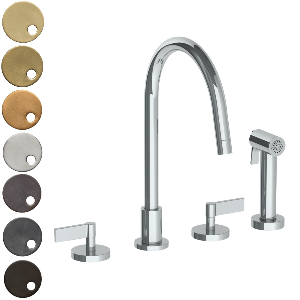 The Watermark Collection Kitchen Taps Polished Chrome The Watermark Collection London 3 Hole Kitchen Set with Swan Spout & Seperate Pull Out Rinse Spray | Lever Handle