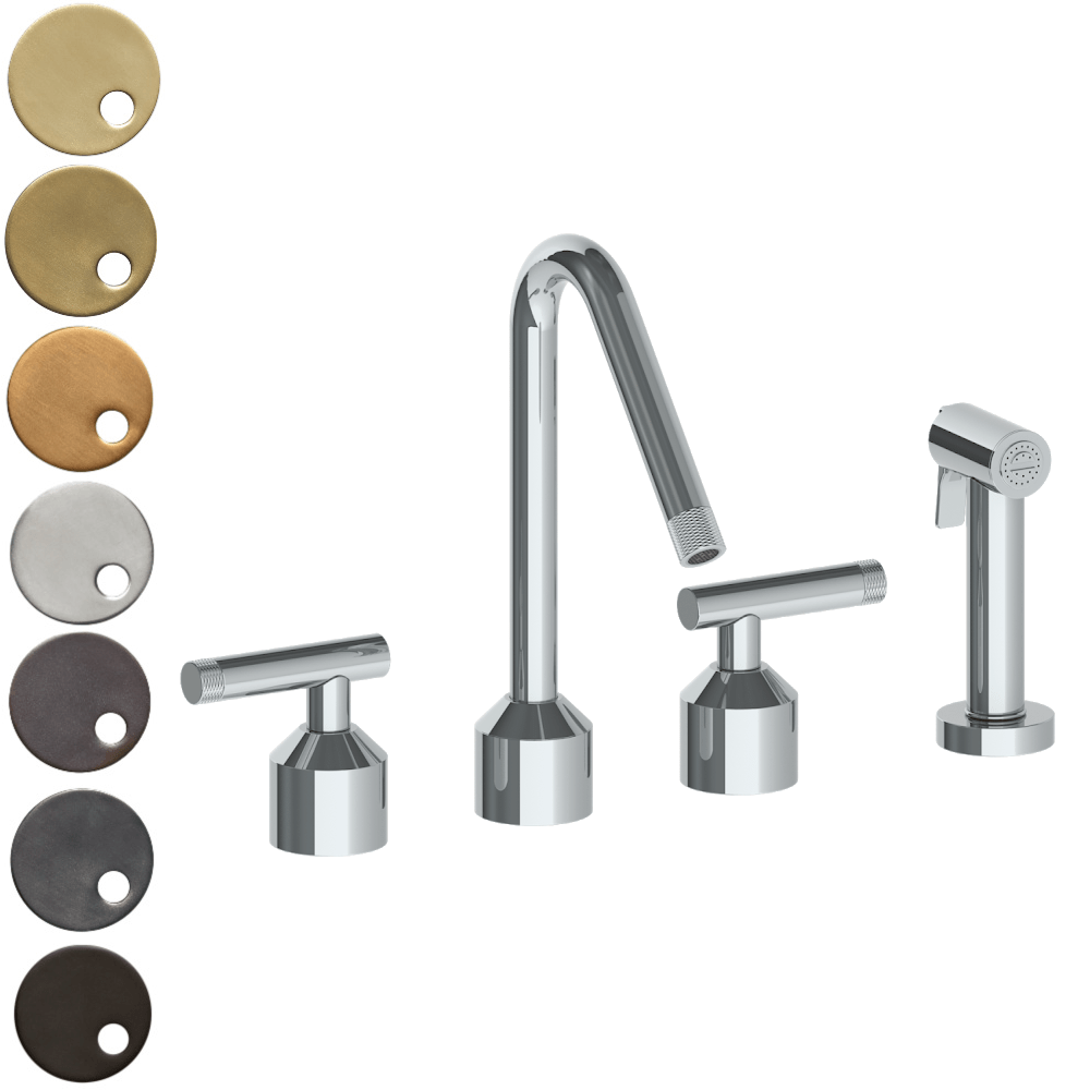 The Watermark Collection Kitchen Taps Polished Chrome The Watermark Collection Urbane 3 Hole Kitchen Set with Angled Spout & Separate Pull Out Rinse Spray | Astor Handle