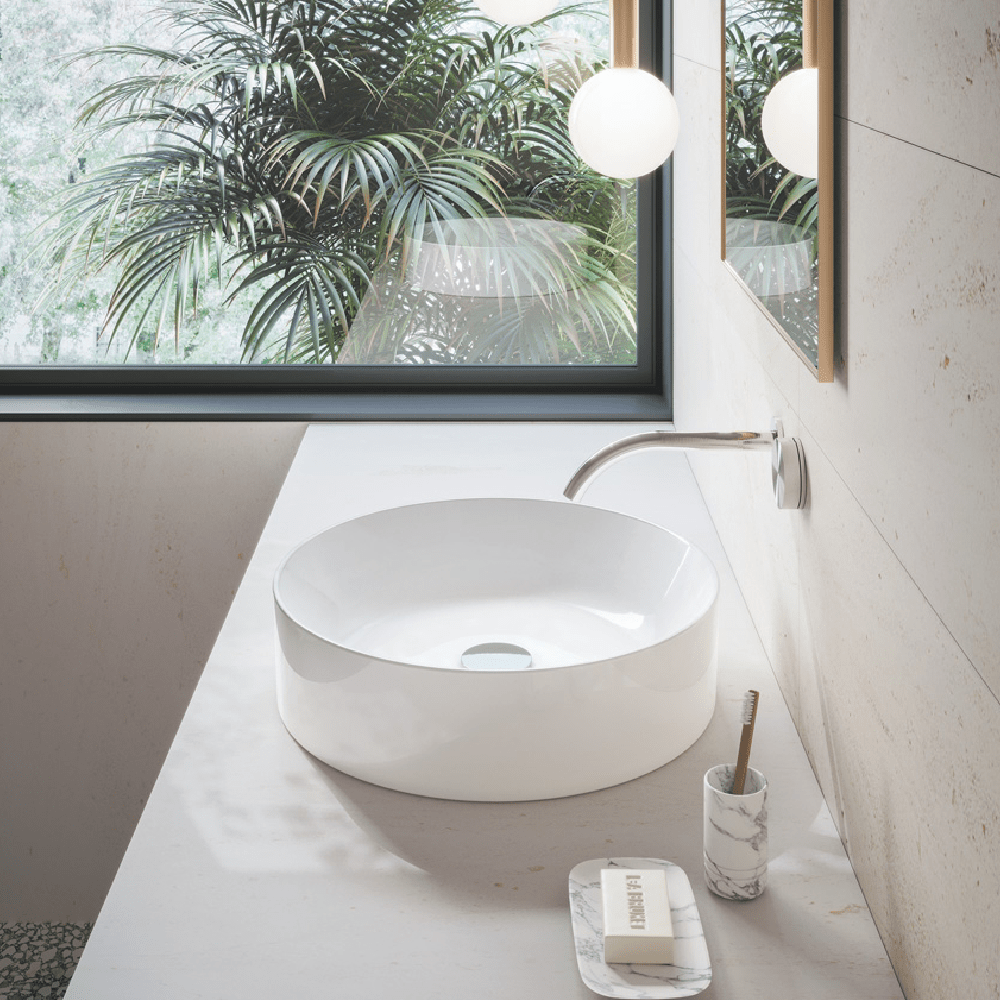 Plumbline Basins Kube 40 Round Vessel Basin | Gloss White