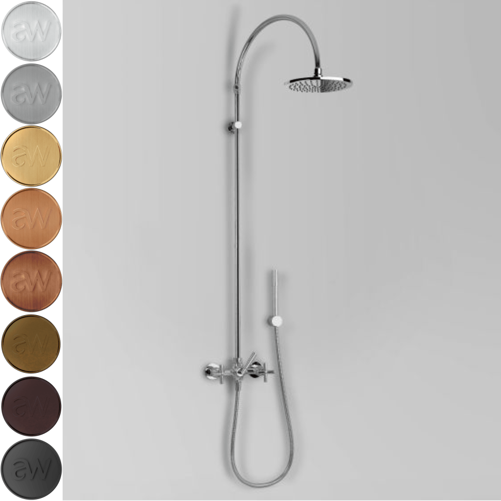 Astra Walker Shower Astra Walker Icon + Exposed Shower Set with Taps, Diverter & Single Function Hand Shower on Wall Hook