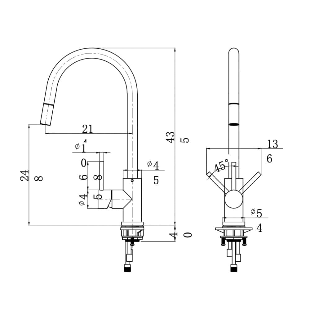 Mercer Kitchen Taps Mercer Aurora Gooseneck Pull Out Mixer | Brass