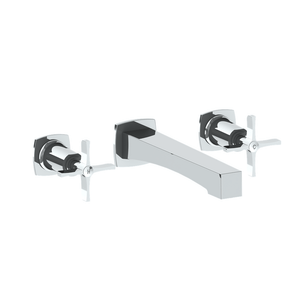The Watermark Collection Basin Taps Polished Chrome The Watermark Collection Highline Wall Mounted 3 Hole Basin Set with Transitional Spout | Cross Handle