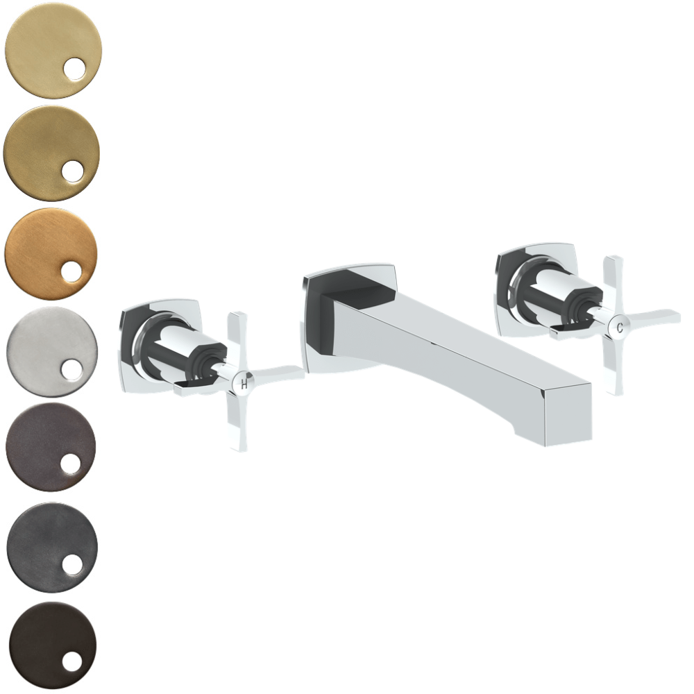 The Watermark Collection Basin Taps Polished Chrome The Watermark Collection Highline Wall Mounted 3 Hole Basin Set with Transitional Spout | Cross Handle