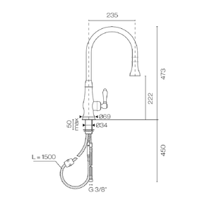 Plumbline Kitchen Tap Nicolazzi Regal Classic Kitchen Mixer with Pull Out Spray