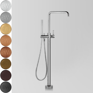 Astra Walker Bath Taps Astra Walker Knurled Icon + Lever Floor Mounted Bath Mixer with Single Function Hand Shower