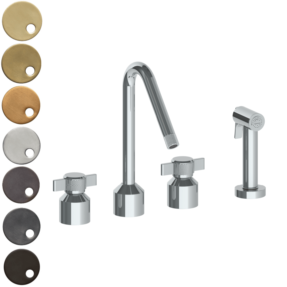 The Watermark Collection Kitchen Taps Polished Chrome The Watermark Collection Urbane 3 Hole Kitchen Set with Angled Spout & Separate Pull Out Rinse Spray | Cooper Handle