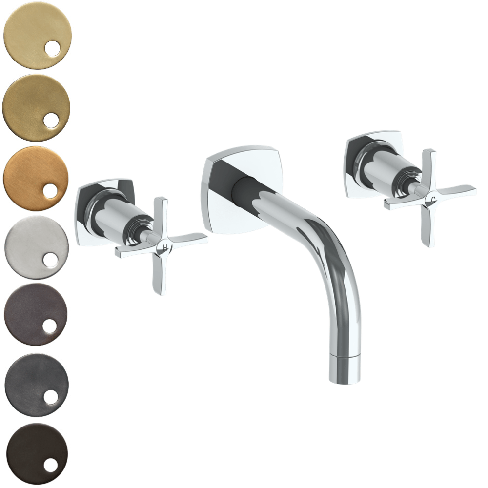 The Watermark Collection Basin Taps Polished Chrome The Watermark Collection Highline Wall Mounted 3 Hole Basin Set with 142mm Smooth Spout | Cross Handle