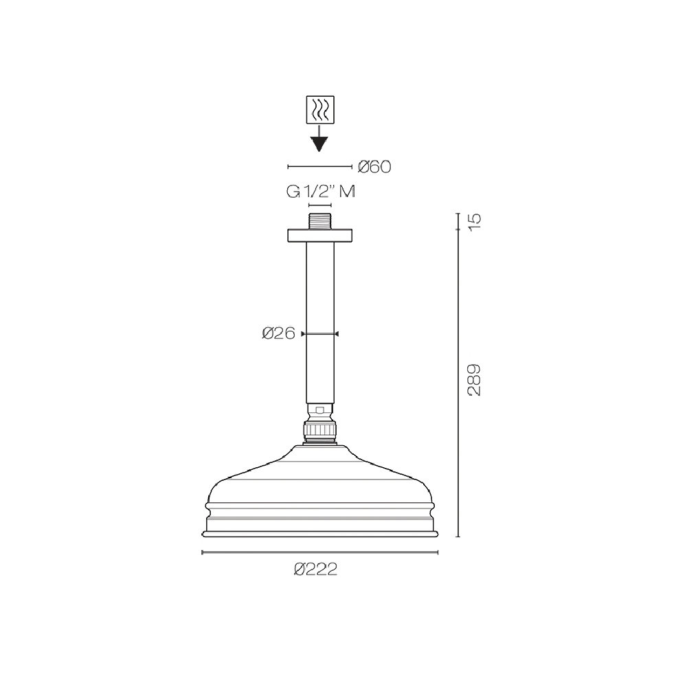 Plumbline Showers Nicolazzi Regal 200mm Ceiling Mount Rainhead