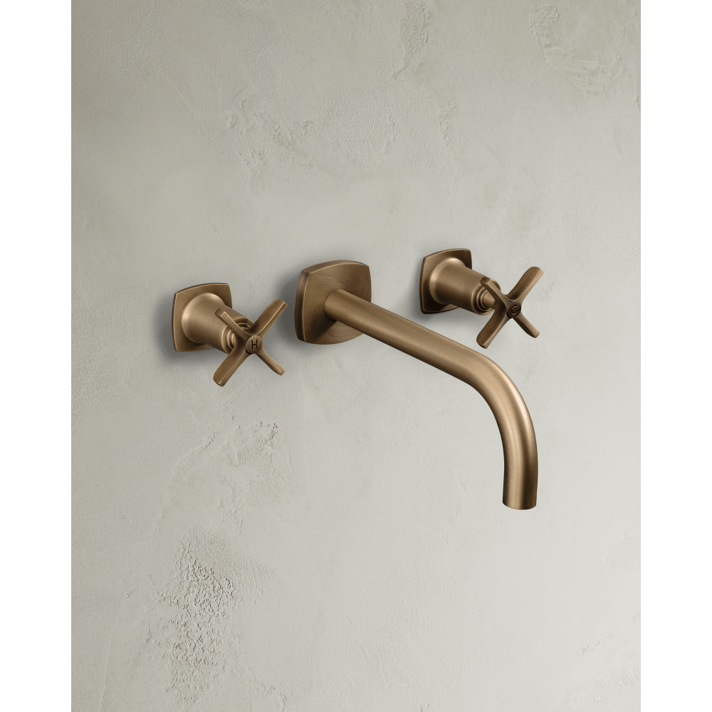 The Watermark Collection Basin Taps Polished Chrome The Watermark Collection Highline Wall Mounted 3 Hole Basin Set with 212mm Smooth Spout | Cross Handle