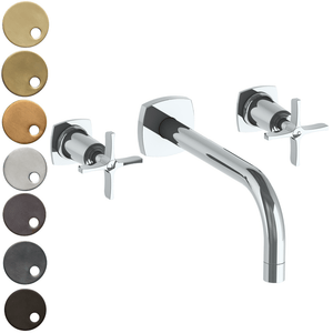 The Watermark Collection Basin Taps Polished Chrome The Watermark Collection Highline Wall Mounted 3 Hole Basin Set with 212mm Smooth Spout | Cross Handle