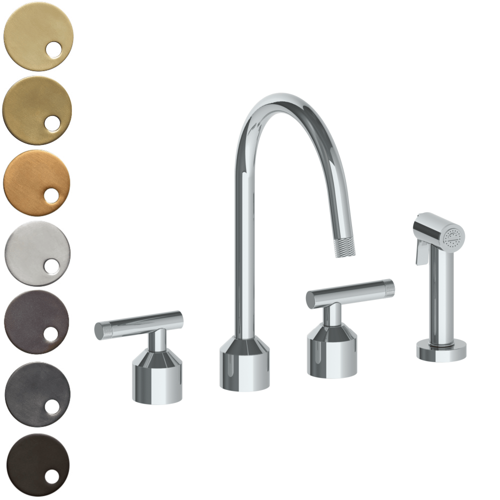 The Watermark Collection Kitchen Taps Polished Chrome The Watermark Collection Urbane 3 Hole Kitchen Set with Swan Spout & Separate Pull Out Rinse Spray | Astor Handle