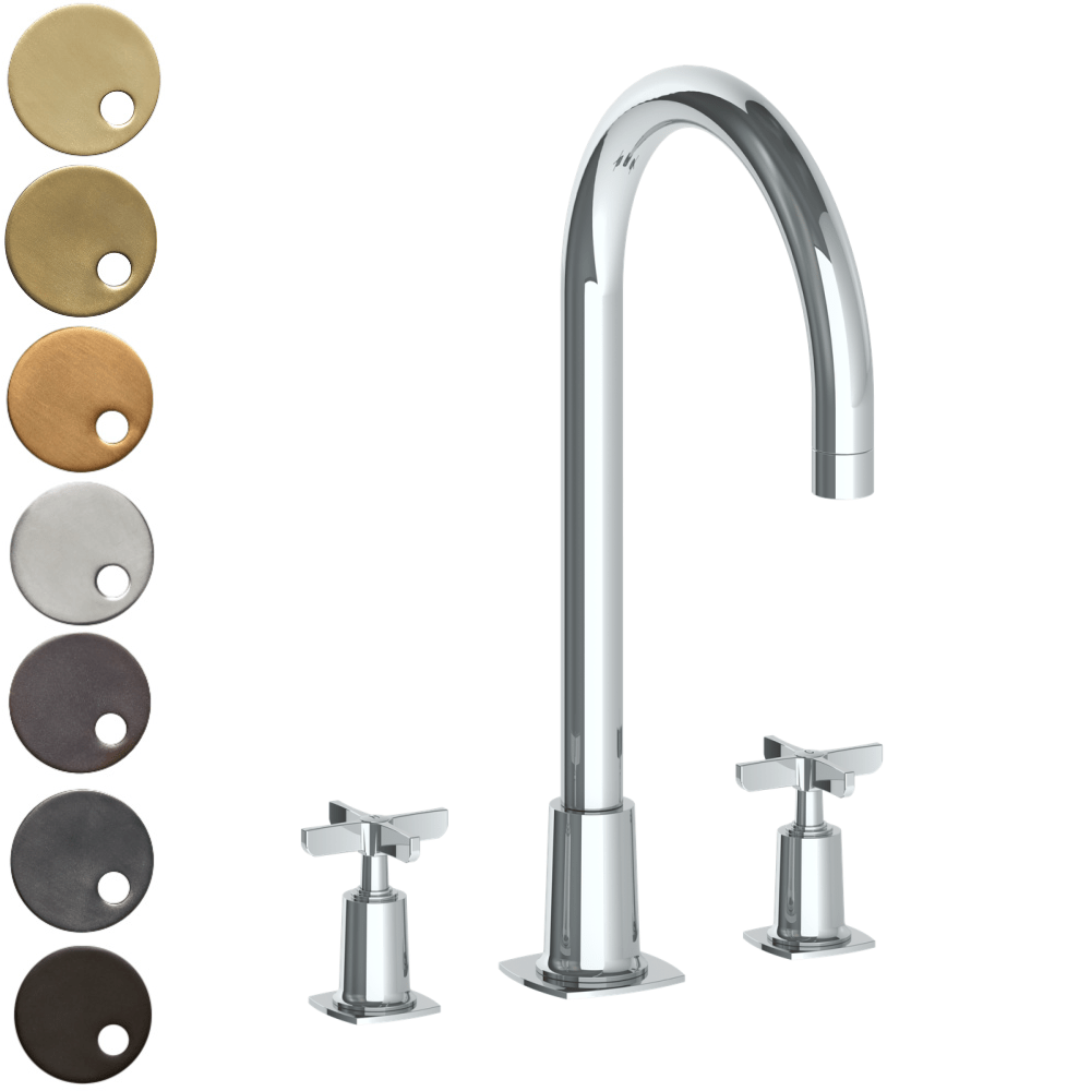 The Watermark Collection Basin Taps Polished Chrome The Watermark Collection Highline 3 Hole Bath Set with Smooth Spout | Cross Handle