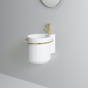 United Products Basins United Products Halo Wall Mount Basin with Polished Brass Ring