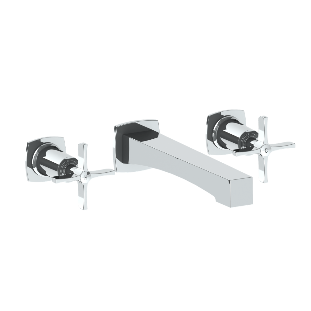 The Watermark Collection Basin Taps Polished Chrome The Watermark Collection Highline Wall Mounted 3 Hole Bath Set with Transitional Spout | Cross Handle