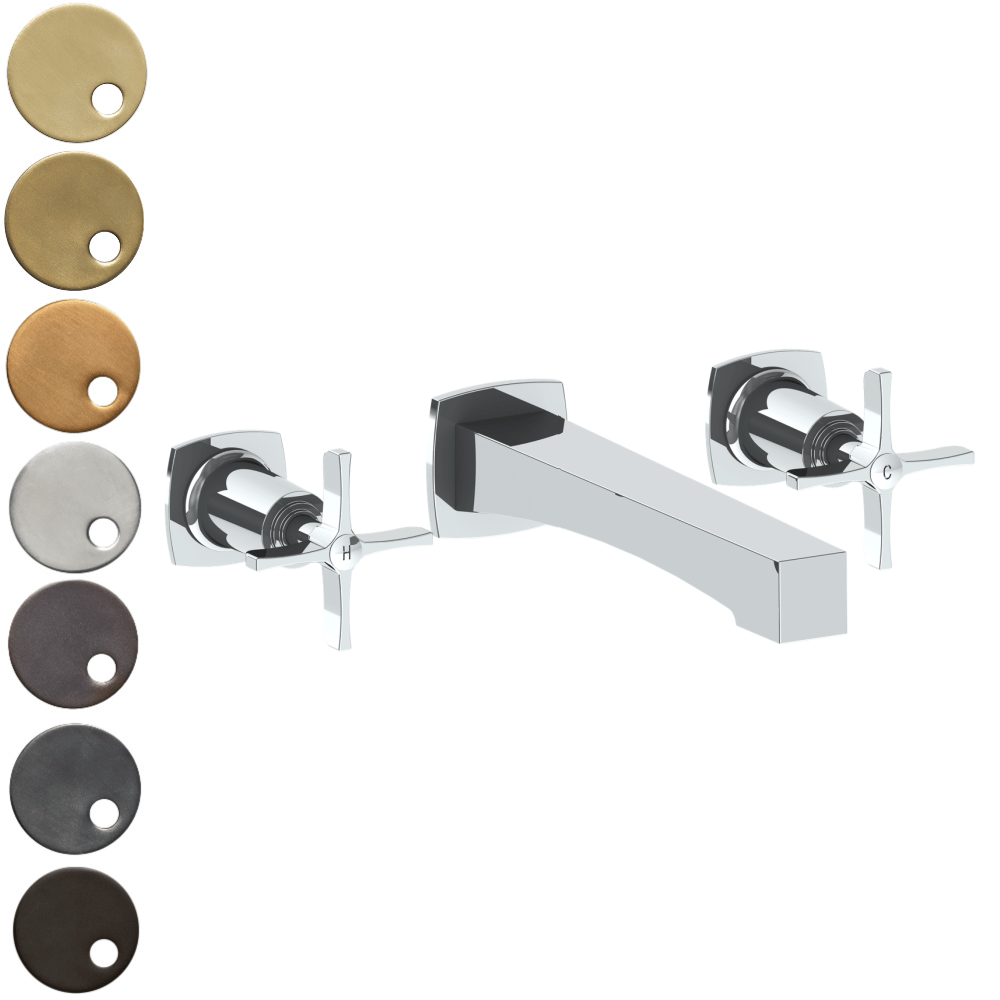 The Watermark Collection Basin Taps Polished Chrome The Watermark Collection Highline Wall Mounted 3 Hole Bath Set with Transitional Spout | Cross Handle