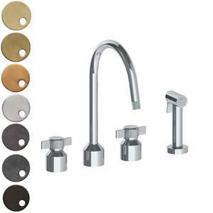 The Watermark Collection Kitchen Taps Polished Chrome The Watermark Collection Urbane 3 Hole Kitchen Set with Swan Spout & Separate Pull Out Rinse Spray | Cooper Handle
