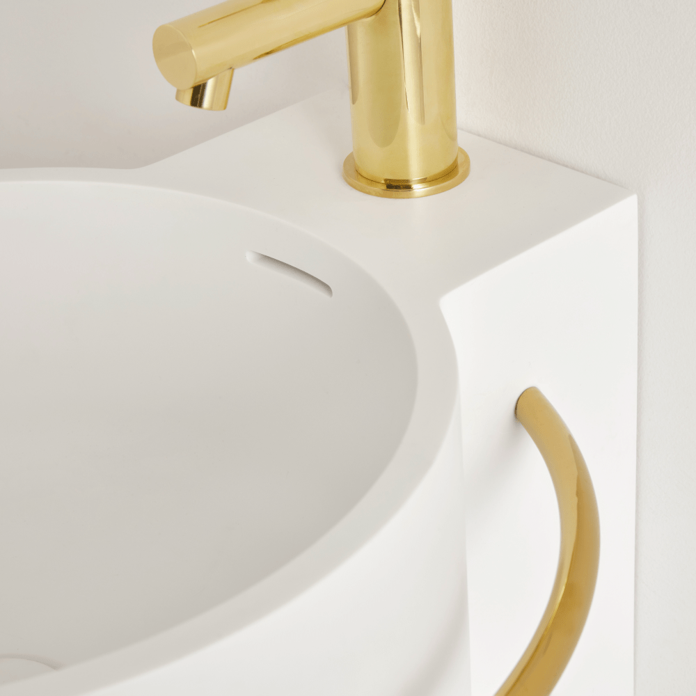 United Products Basins United Products Halo Wall Mount Basin with Polished Brass Ring