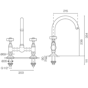 Plumbline Kitchen Tap Nicolazzi Regal Classic Bridge Kitchen Mixer