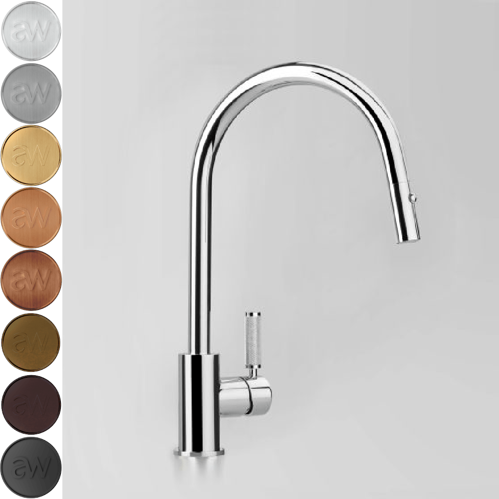 Astra Walker Kitchen Taps Astra Walker Knurled Icon + Lever Gooseneck Sink Mixer with Dual Function Pull Out Spray