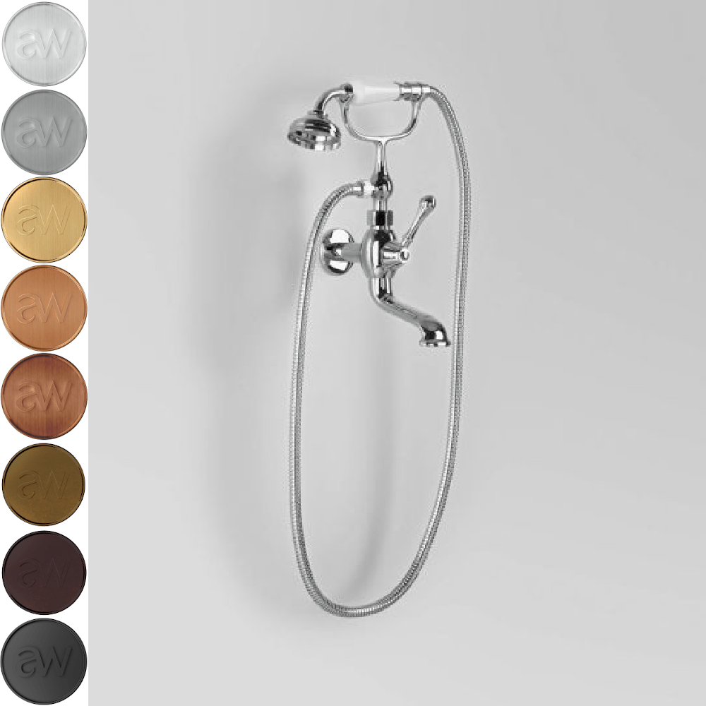 Astra Walker Bath Taps Astra Walker Olde English Wall Mounted Bath Spout with Single Function Hand Shower