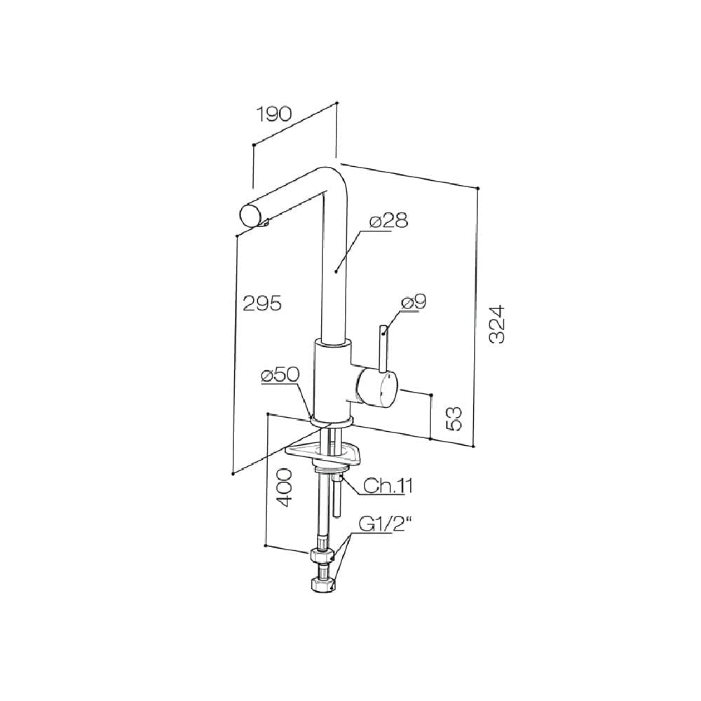 Plumbline Kitchen Tap Buddy X Kitchen Mixer Straight Spout