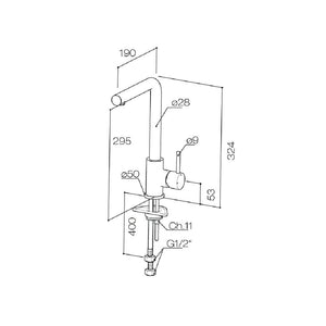Plumbline Kitchen Tap Buddy X Kitchen Mixer Straight Spout