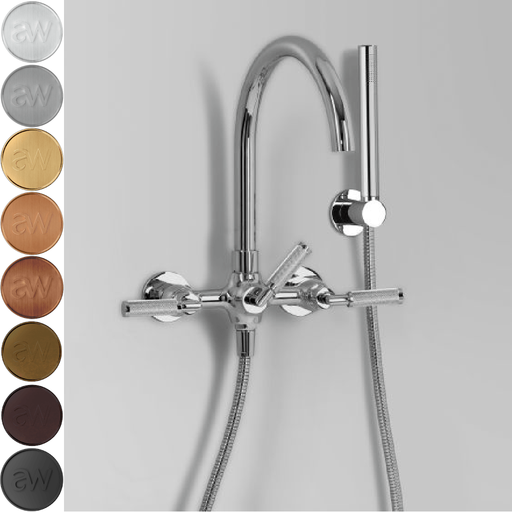 Astra Walker Bath Taps Astra Walker Knurled Icon + Lever Wall Mounted Bath Mixer with Single Function Hand Shower