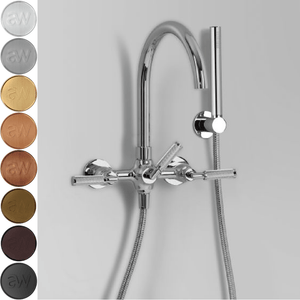 Astra Walker Bath Taps Astra Walker Knurled Icon + Lever Wall Mounted Bath Mixer with Single Function Hand Shower