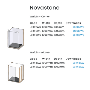 Crest Shower Doors & Enclosures Crest Novastone Walk In Glass Shower Screen & Tray
