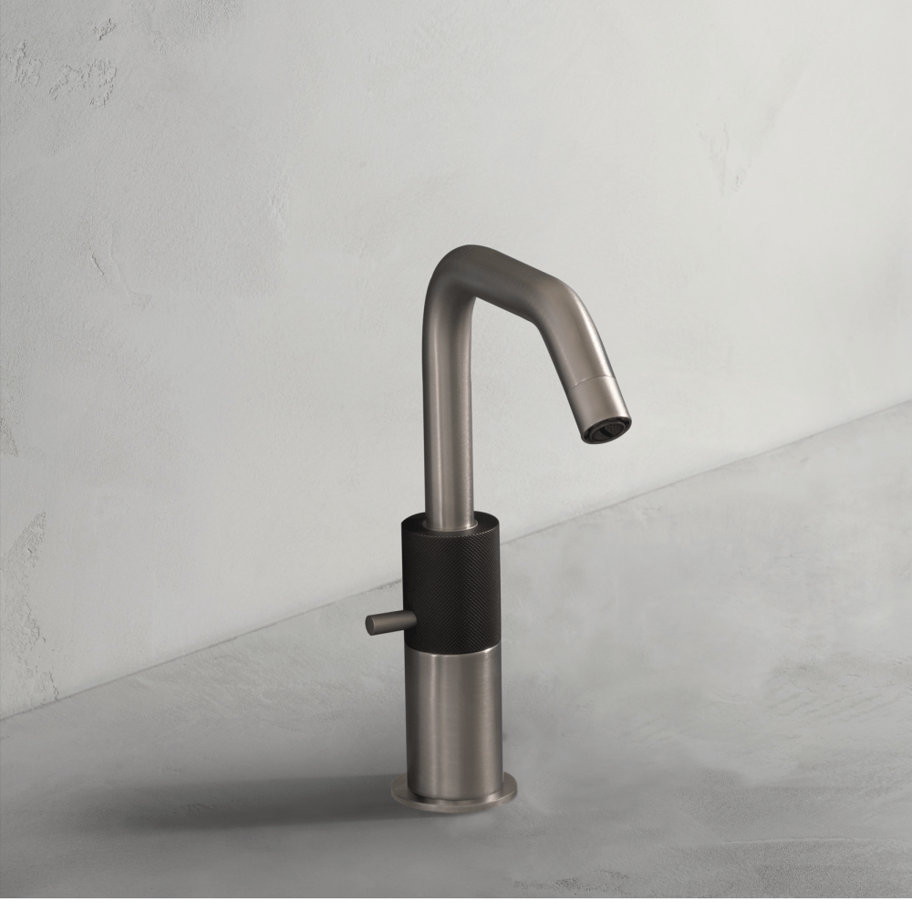 The Watermark Collection Basin Taps Polished Chrome The Watermark Collection Titanium Monoblock Mixer with Angled Spout