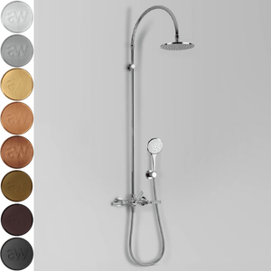 Astra Walker Showers Astra Walker Knurled Icon + Lever Exposed Shower Set with Taps, Diverter & Multi-Function Hand Shower on Wall Hook