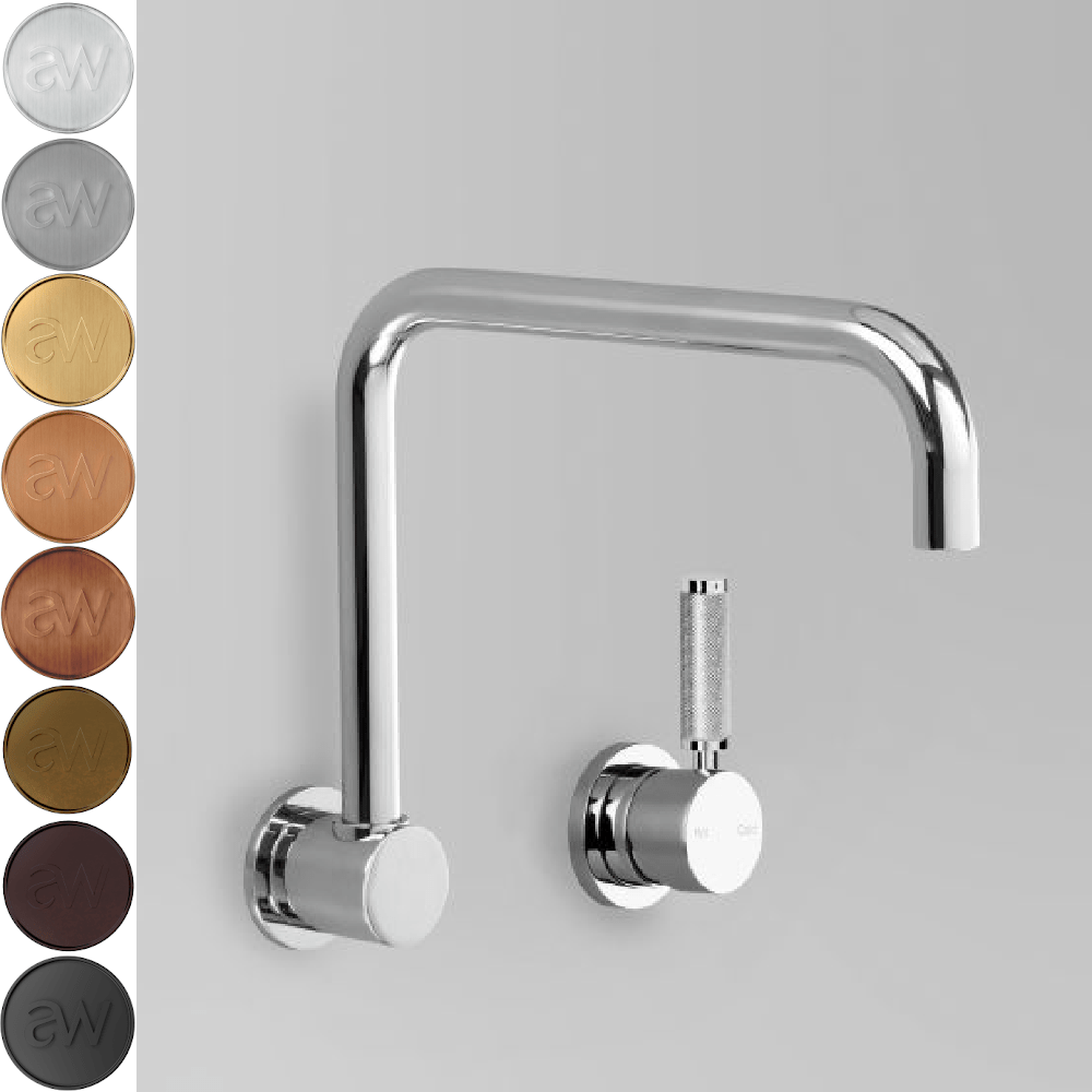 The Kitchen Hub Basin Taps Astra Walker Knurled Icon + Lever Wall Mixer Set