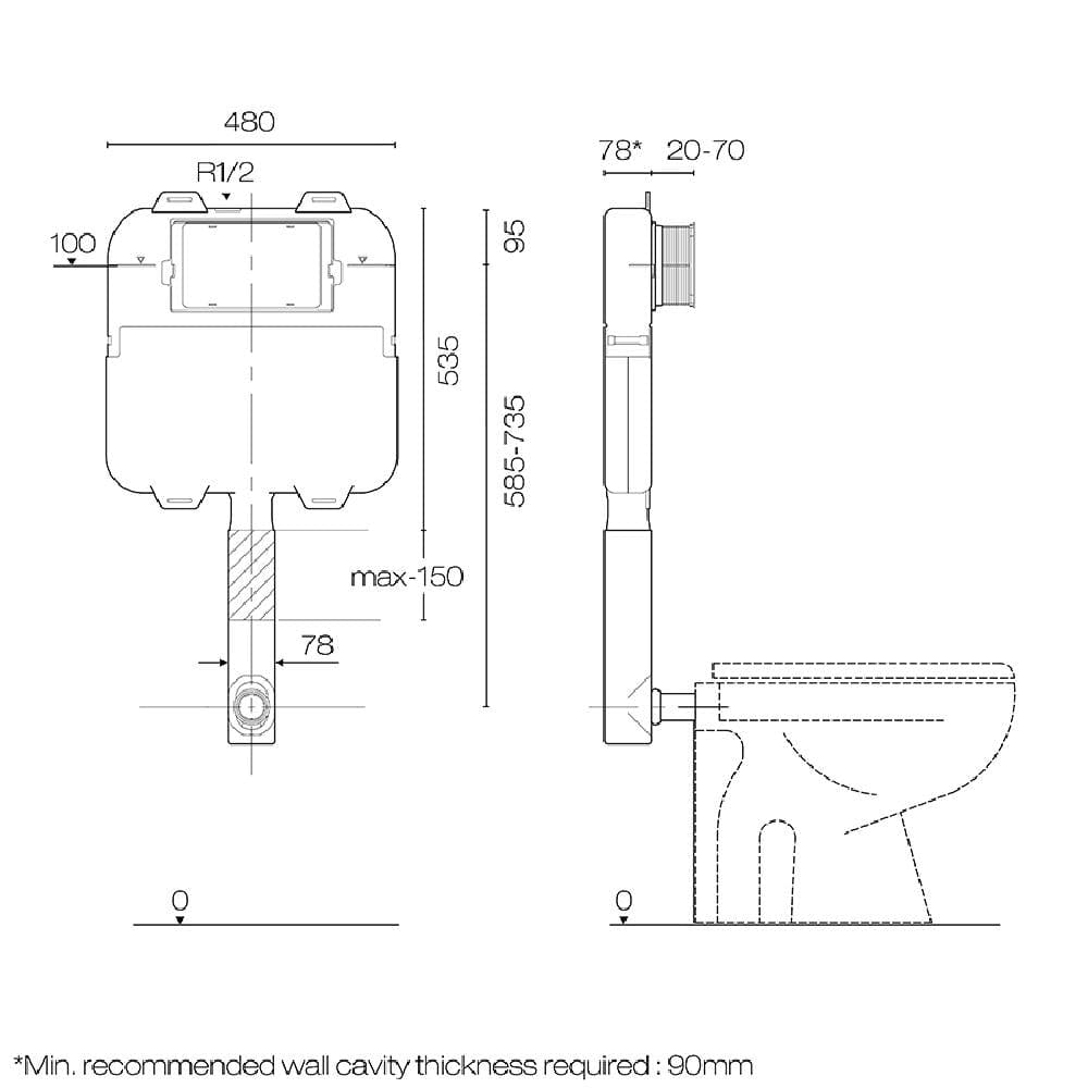 Plumbline In-Wall Cistern Speedo S20 Slim Inwall Cistern