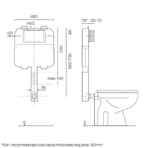 Plumbline In-Wall Cistern Speedo S20 Slim Inwall Cistern