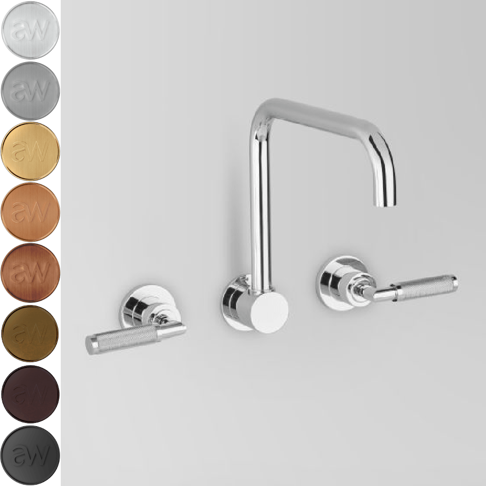 The Kitchen Hub Basin Taps Astra Walker Knurled Icon + Lever Wall Set