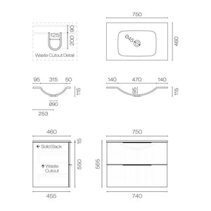 Progetto Vanity Forma Spio 750 2 Drawer Vanity