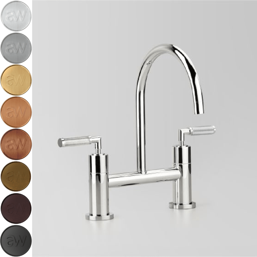 Astra Walker Kitchen Taps Astra Walker Knurled Icon + Lever Gooseneck Sink Set
